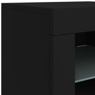 vidaXL Βοηθητικά Ντουλάπια με Φώτα LED 2 τεμ. Μαύρα Επεξεργασμένο Ξύλο 41x37x67cm
