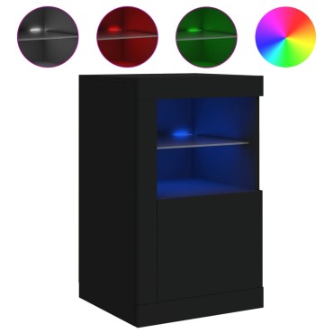 vidaXL Βοηθητικά Ντουλάπια με Φώτα LED 2 τεμ. Μαύρα Επεξεργασμένο Ξύλο 41x37x67cm