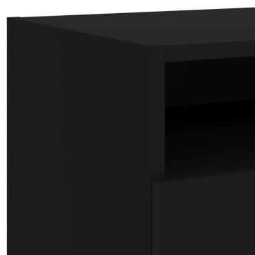 vidaXL Κομοδίνα με Φώτα LED 2 τεμ. Μαύρα 40x39x37cm