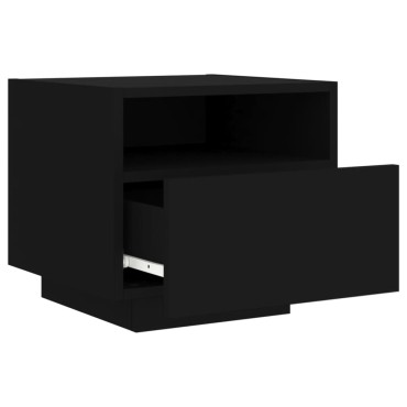 vidaXL Κομοδίνα με Φώτα LED 2 τεμ. Μαύρα 40x39x37cm