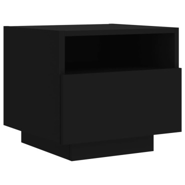 vidaXL Κομοδίνα με Φώτα LED 2 τεμ. Μαύρα 40x39x37cm