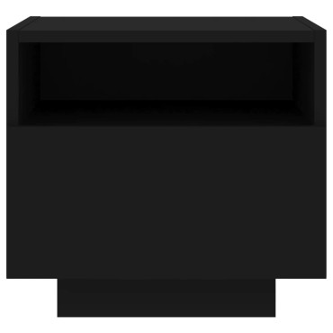 vidaXL Κομοδίνα με Φώτα LED 2 τεμ. Μαύρα 40x39x37cm