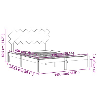 vidaXL Σκελετός Κρεβ. Χωρίς Στρώμα Λευκό 140x200 εκ Μασίφ Πεύκο