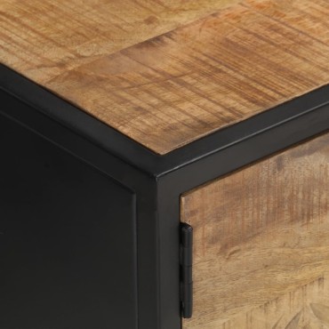 vidaXL Έπιπλο TV με Σκαλιστή Πόρτα 130x30x40cm Ακατέργ. Ξύλο Μάνγκο