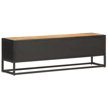 vidaXL Έπιπλο TV με Σκαλιστή Πόρτα 130x30x40cm Ακατέργ. Ξύλο Μάνγκο