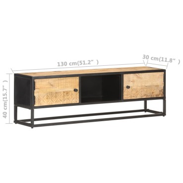vidaXL Έπιπλο TV με Σκαλιστή Πόρτα 130x30x40cm Ακατέργ. Ξύλο Μάνγκο