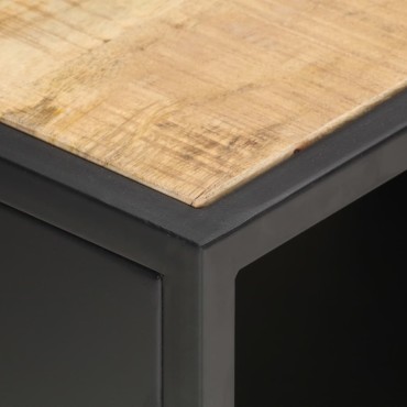 vidaXL Έπιπλο TV με Σκαλιστή Πόρτα 90x30x40cm Ακατέργ. Ξύλο Μάνγκο