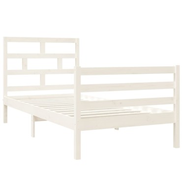 vidaXL Πλαίσιο Κρεβατιού Λευκό 90x190cm Μασίφ Ξύλο Single 1 τεμ. - Μονό