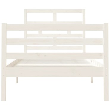 vidaXL Πλαίσιο Κρεβατιού Λευκό 90x190cm Μασίφ Ξύλο Single 1 τεμ. - Μονό