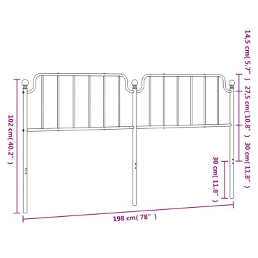 vidaXL Κεφαλάρι Μαύρο Μεταλλικό 198x4x102cm 1 τεμ.