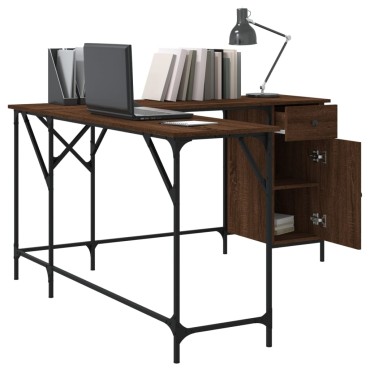 vidaXL Γραφείο Καφέ Δρυς 141x141x75cm από Επεξεργασμένο Ξύλο 1 τεμ.