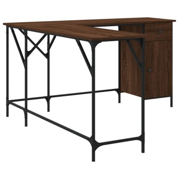 vidaXL Γραφείο Καφέ Δρυς 141x141x75cm από Επεξεργασμένο Ξύλο 1 τεμ.