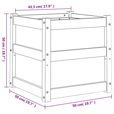 vidaXL Ζαρντινιέρα Λευκή 50 x 50 x 50 εκ από Μασίφ Ξύλο Πεύκου