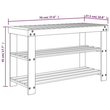 vidaXL Παπουτσοθήκη 3 Επιπέδων 70x27,5x45cm από Μπαμπού