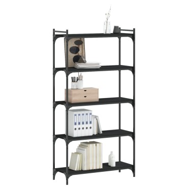 vidaXL Βιβλιοθήκη 5 Επιπέδων Μαύρη 80x30x154cm Επεξεργασμένο Ξύλο 1 τεμ.