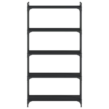 vidaXL Βιβλιοθήκη 5 Επιπέδων Μαύρη 80x30x154cm Επεξεργασμένο Ξύλο 1 τεμ.