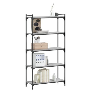vidaXL Βιβλιοθήκη 5 Επιπέδων Γκρι Sonoma 80x30x154cm Επεξεργ. Ξύλο 1 τεμ.