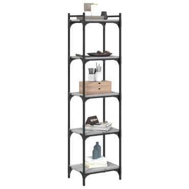 vidaXL Βιβλιοθήκη 5 Επιπέδων Γκρι Sonoma 40x30x154cm Επεξεργ. Ξύλο 1 τεμ.