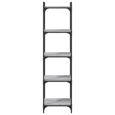vidaXL Βιβλιοθήκη 5 Επιπέδων Γκρι Sonoma 40x30x154cm Επεξεργ. Ξύλο 1 τεμ.