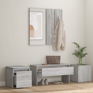 vidaXL Σετ Επίπλων Διαδρόμου Γκρι Sonoma Επεξεργασμένο Ξύλο 80x30,5x40cm
