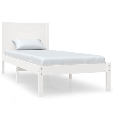 vidaXL Πλαίσιο Κρεβατιού Λευκό 75x190 εκ. Μασίφ Ξύλο Small Single