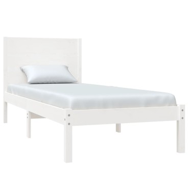 vidaXL Πλαίσιο Κρεβατιού Λευκό 75x190 εκ. Μασίφ Ξύλο Small Single