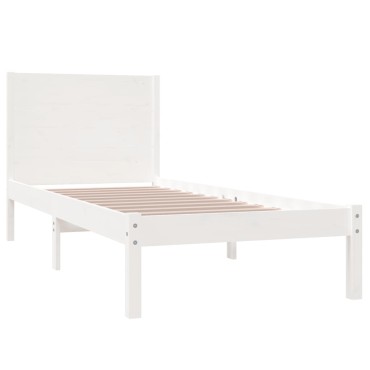 vidaXL Πλαίσιο Κρεβατιού Λευκό 75x190 εκ. Μασίφ Ξύλο Small Single