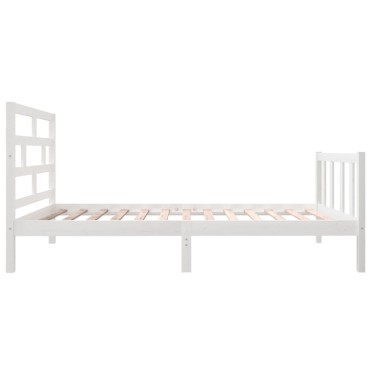 vidaXL Πλαίσιο Κρεβατιού Λευκό 90x190cm Μασίφ Ξύλο Πεύκου Single 1 τεμ. - Μονό