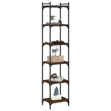 vidaXL Βιβλιοθήκη 6 Επιπέδων Καφέ Δρυς 40x30x188cm Επεξεργ. Ξύλο 1 τεμ.