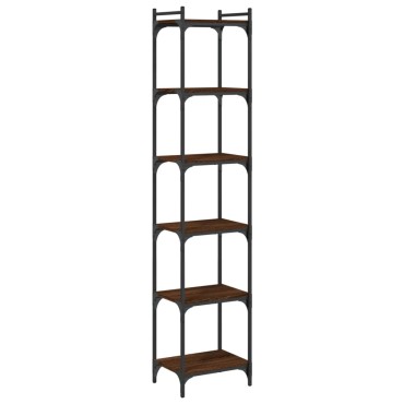 vidaXL Βιβλιοθήκη 6 Επιπέδων Καφέ Δρυς 40x30x188cm Επεξεργ. Ξύλο 1 τεμ.
