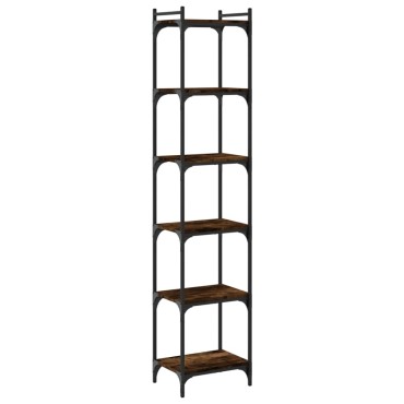 vidaXL Βιβλιοθήκη 6 Επιπέδων Καπνιστή Δρυς 40x30x188cm Επεξεργ. Ξύλο 1 τεμ.