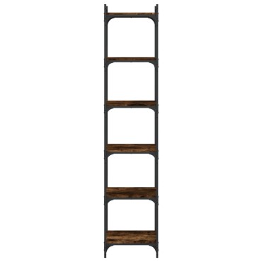 vidaXL Βιβλιοθήκη 6 Επιπέδων Καπνιστή Δρυς 40x30x188cm Επεξεργ. Ξύλο 1 τεμ.
