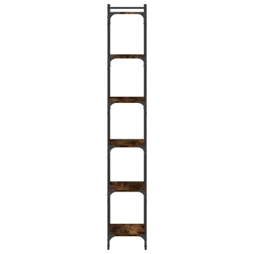 vidaXL Βιβλιοθήκη 6 Επιπέδων Καπνιστή Δρυς 40x30x188cm Επεξεργ. Ξύλο 1 τεμ.