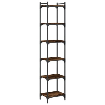 vidaXL Βιβλιοθήκη 6 Επιπέδων Καπνιστή Δρυς 40x30x188cm Επεξεργ. Ξύλο 1 τεμ.