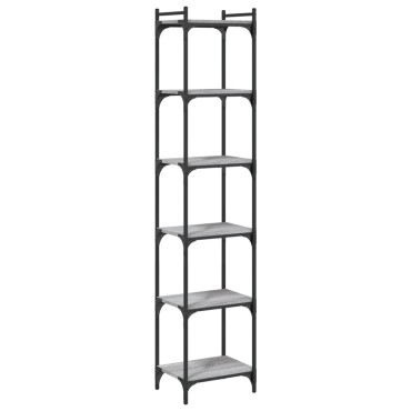 vidaXL Βιβλιοθήκη 6 Επιπέδων Γκρι Sonoma 40x30x188cm Επεξεργ. Ξύλο 1 τεμ.