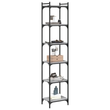 vidaXL Βιβλιοθήκη 6 Επιπέδων Γκρι Sonoma 40x30x188cm Επεξεργ. Ξύλο 1 τεμ.