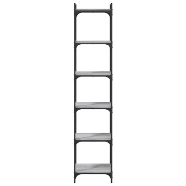 vidaXL Βιβλιοθήκη 6 Επιπέδων Γκρι Sonoma 40x30x188cm Επεξεργ. Ξύλο 1 τεμ.