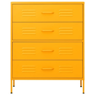 vidaXL Συρταριέρα Μουσταρδί 80x35x101,5cm από Ατσάλι 1 τεμ.
