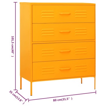 vidaXL Συρταριέρα Μουσταρδί 80x35x101,5cm από Ατσάλι 1 τεμ.