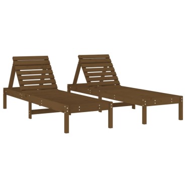 vidaXL Ξαπλώστρες 2 τεμ. Μελί Καφέ 199,5x60x74cm από Μασίφ Ξύλο Πεύκου