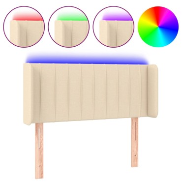 vidaXL Κεφαλάρι Κρεβατιού LED Κρεμ 83x16x78/88cm Υφασμάτινο 1 τεμ.