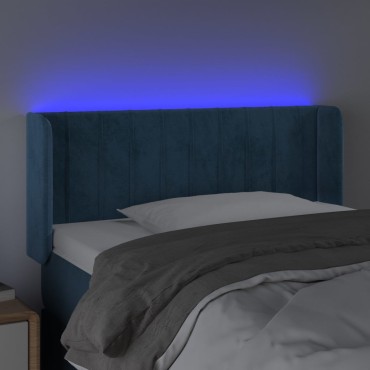 vidaXL Κεφαλάρι Κρεβατιού LED Σκούρο Μπλε 93x16x78/88cm Βελούδινο 1 τεμ.