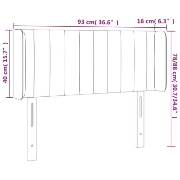 vidaXL Κεφαλάρι Κρεβατιού LED Σκούρο Μπλε 93x16x78/88cm Βελούδινο 1 τεμ.