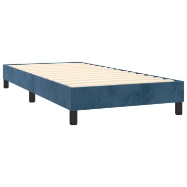 vidaXL Κρεβάτι Boxspring με Στρώμα Σκούρο Μπλε 90x190 εκ. Βελούδινο