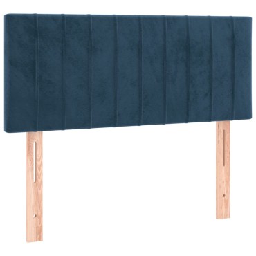 vidaXL Κρεβάτι Boxspring με Στρώμα Σκούρο Μπλε 90x190 εκ. Βελούδινο