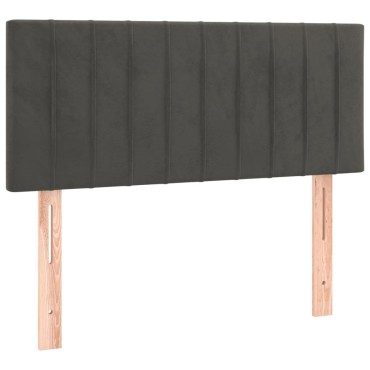 vidaXL Κρεβάτι Boxspring με Στρώμα Σκούρο Γκρι 90x200 εκ. Βελούδινο