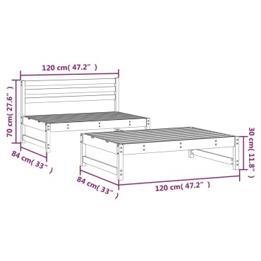 vidaXL Σαλόνι Κήπου 2 τεμ. από Μασίφ Ξύλο Πεύκου 120x80cm  Διθέσιος
