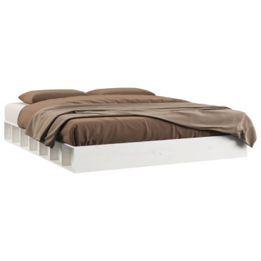 vidaXL Πλαίσιο Κρεβατιού Λευκό 140x200cm από Μασίφ Ξύλο 1 τεμ. - Διπλό
