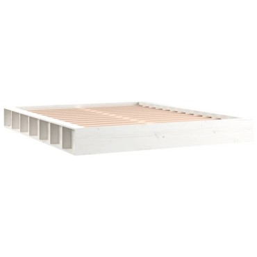 vidaXL Πλαίσιο Κρεβατιού Λευκό 140x200cm από Μασίφ Ξύλο 1 τεμ. - Διπλό