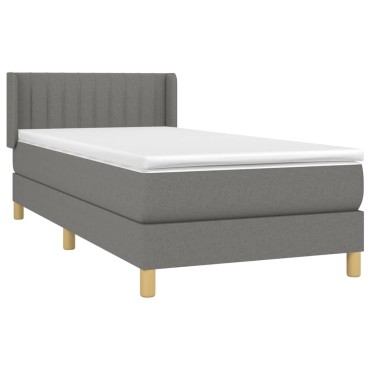 vidaXL Κρεβάτι Boxspring με Στρώμα Σκούρο Γκρι 80x200 εκ. Υφασμάτινο